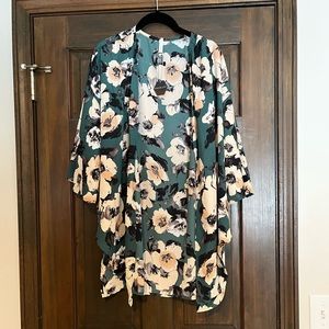 Pink Blush Green Floral Chiffon Maternity Cover up